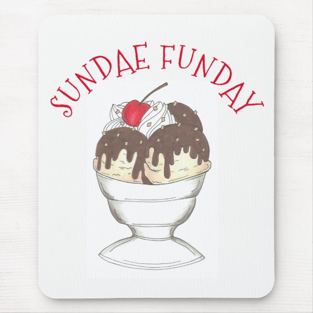 Mousepad Fúbrica de Sorvete de Fudge Sundae Domingo (Frente)