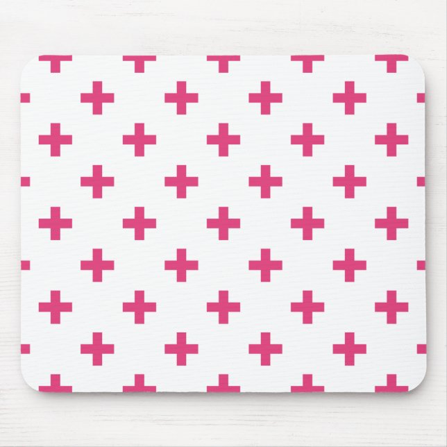 Mousepad Fuchsia polka cruza em branco (Frente)