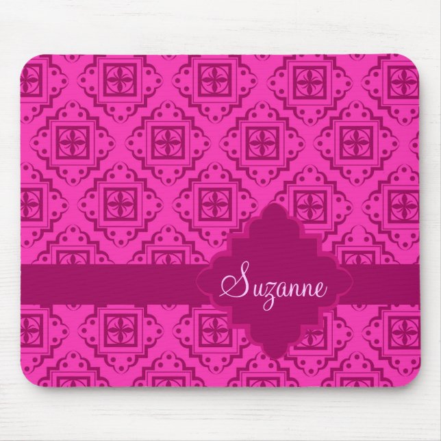 Mousepad Fúchsia rosa e magenta árabe esque marroquino (Frente)