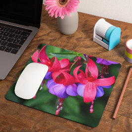Mousepad Fúcsia Roxa com Sepos Rosa Floral