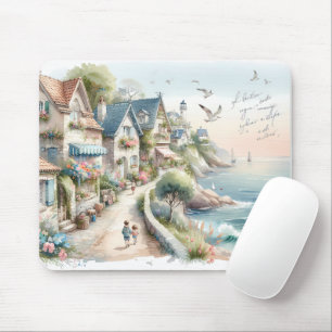 Mousepad Fuga para uma Vila de Cottage Costeiro Pastel
