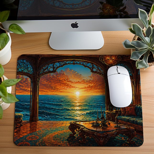 Mousepad Fuga Sonhadora do Oceano ao Pôr do Sol (Criador carregado)
