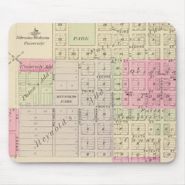 Mousepad Fullerton e Génova, Nebraska (Frente)