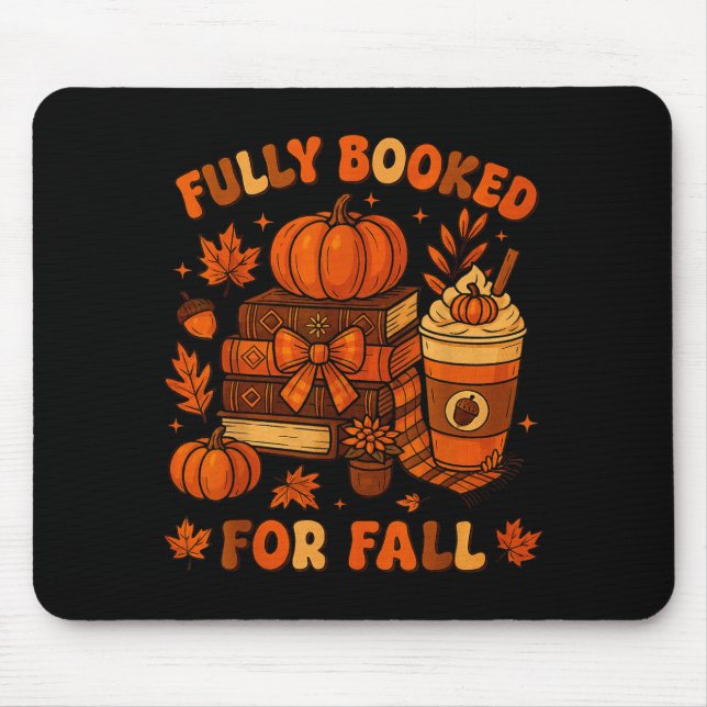 Mousepad Fully Booked For Fall Pumpkin Books Coffee Thanksg (Frente)