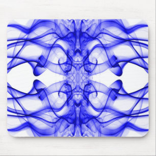 Mousepad Fumaça Azul Simétrica Minimalista Branca