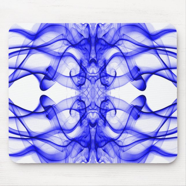 Mousepad Fumaça Azul Simétrica Minimalista Branca (Frente)