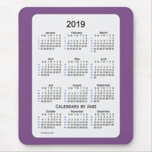 Mousepad Fumo de 2019 roxos calendário de 52 semanas por