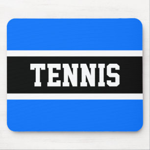 Mousepad Fun Sporty Block TENNIS Letters Blue Black Stripes