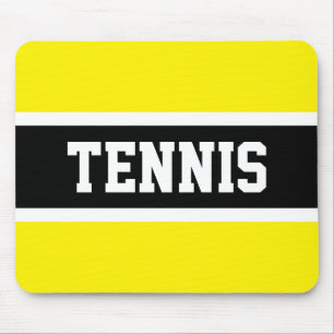 Mousepad Fun Sporty Bold TENNIS Text Yellow Black Stripes