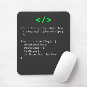 Mousepad Função minimalista startDay() Piada de Programador