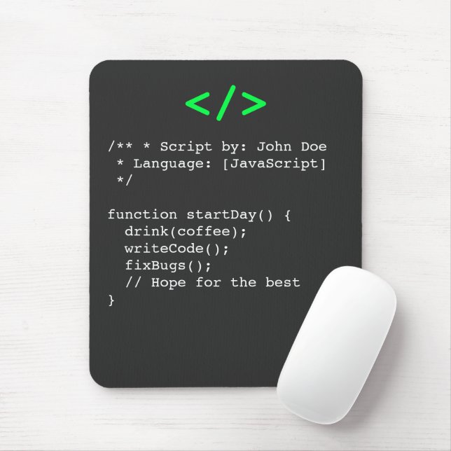Mousepad Função minimalista startDay() Piada de Programador (Com mouse)