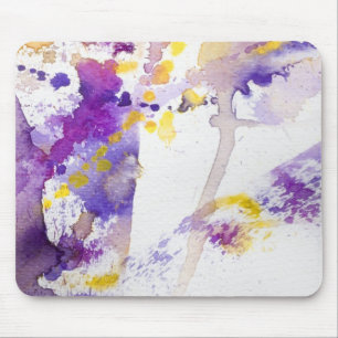 Mousepad fundo amarelo e roxo da aguarela