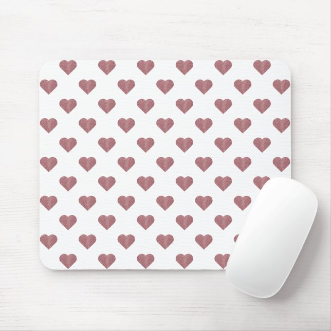 Mousepad Fundo Branco dos Corações Dourados com Rosa de bri (Com mouse)