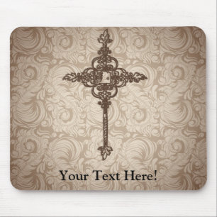 Mousepad Fundo cristão da cruz w/Swirl do rolo elegante