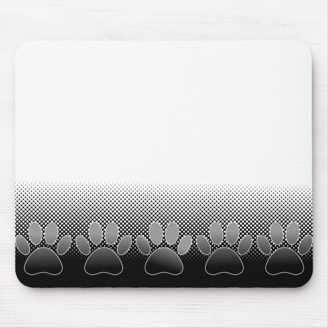 Mousepad Fundo De Gradação De Patas Pretas E Brancas (Frente)