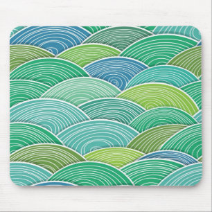 Mousepad Fundo de ondas verdes abstratas onduladas