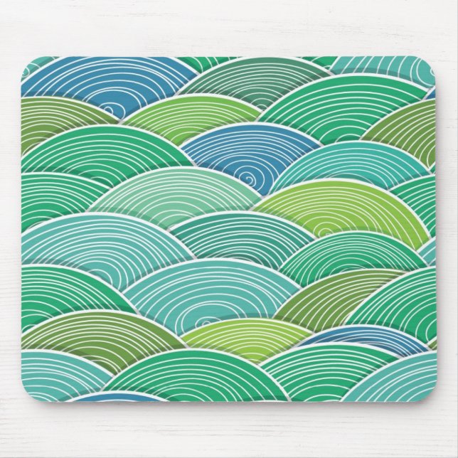Mousepad Fundo de ondas verdes abstratas onduladas (Frente)