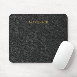 Mousepad Fundo de Textura de Couro Preto com Nome Personali