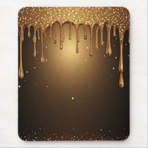 Mousepad Fundo Dourado Gotejando Com Bordas de Brilho