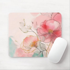 Mousepad Fundo Elegante das Flores de Aquarela