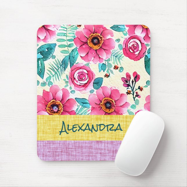 Mousepad Fundo floral com textura personalizada e bonita (Com mouse)