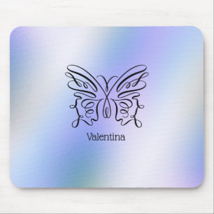 Mousepad Fundo Holográfico Azul Roxo-Borboleta