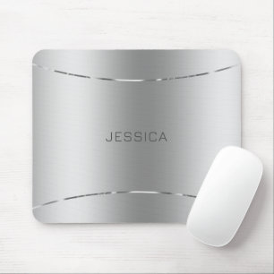 Mousepad Fundo Metálico De Olhar De Prata Monograma