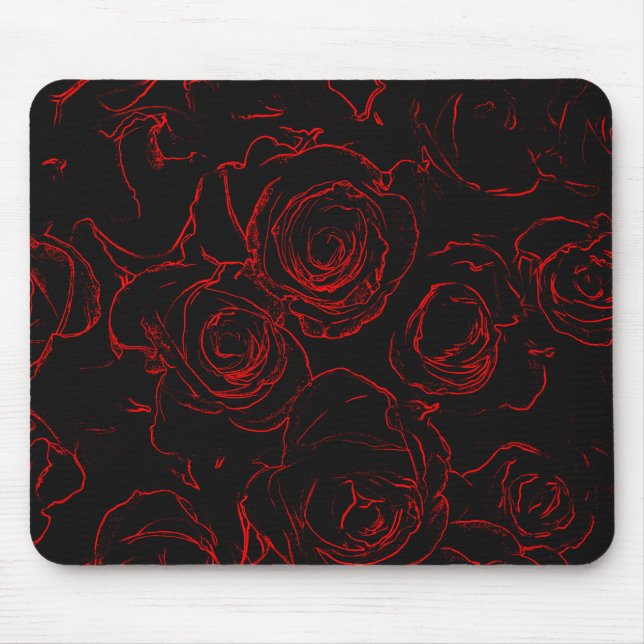 Mousepad Fundo Preto do Rosa vermelha (Frente)