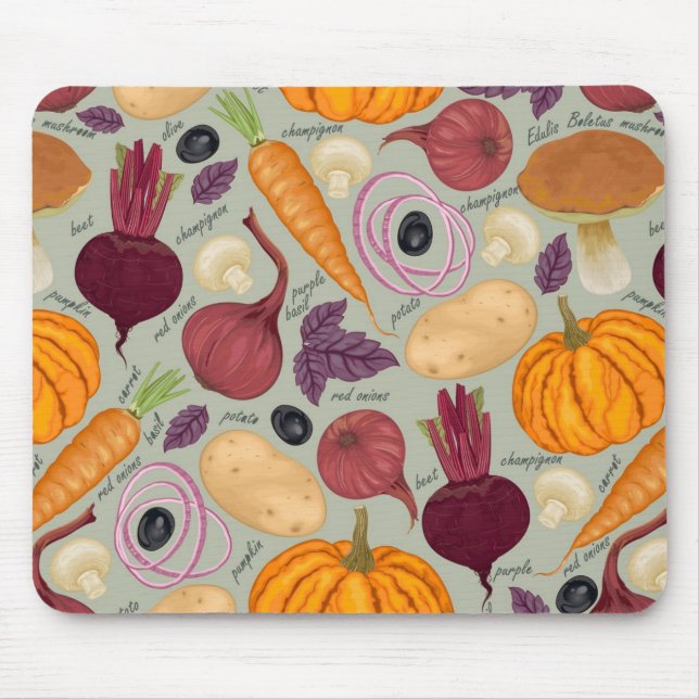 Mousepad Fundo retro dos legumes frescos (Frente)
