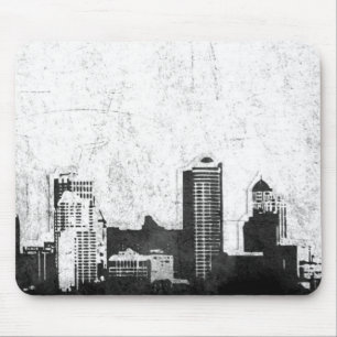 Mousepad Fundo sujo da cidade em preto e branco