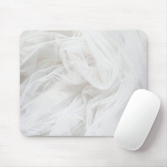 Mousepad Fundo Textil de Tule de Casamento Branco (Com mouse)