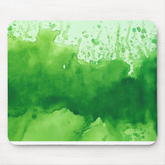 Mousepad fundo verde de textura aquosa; pintado à mão (Frente)