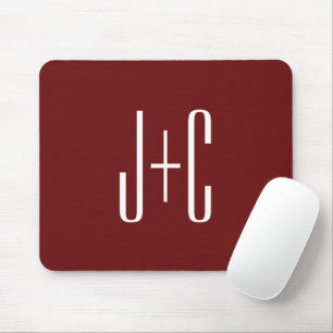 Mousepad Fundo vermelho Borgonha editável e texto branco