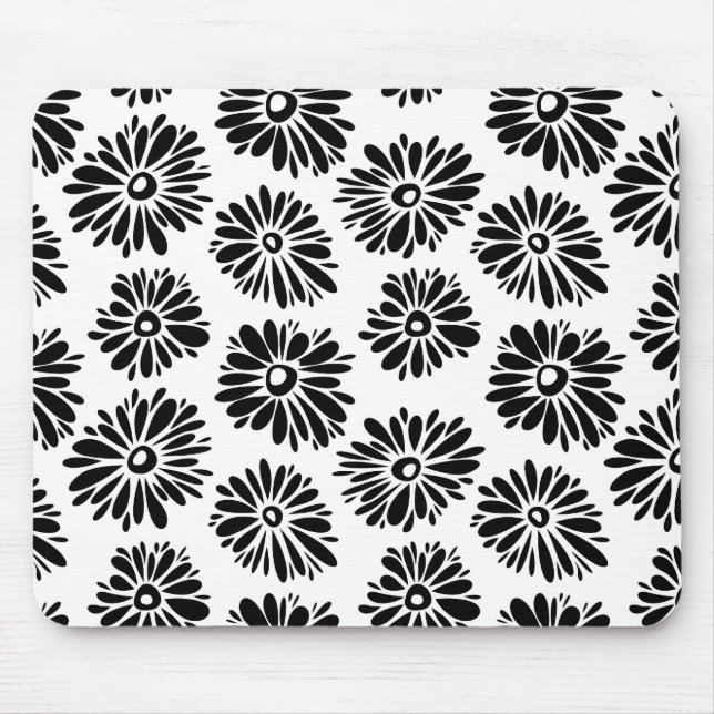 Mousepad Funky Black e white floral (Frente)