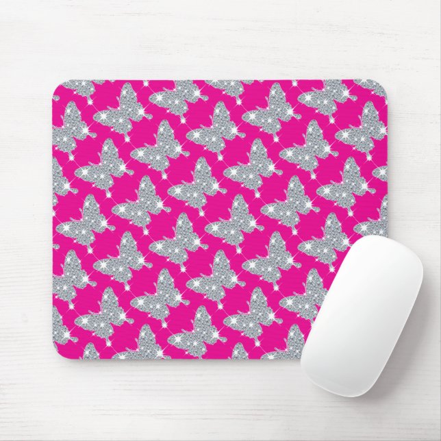 Mousepad Funky Bright Faux Diamond Butterfly Padrão (Com mouse)