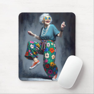 Mousepad Funky Old Lady Dancing