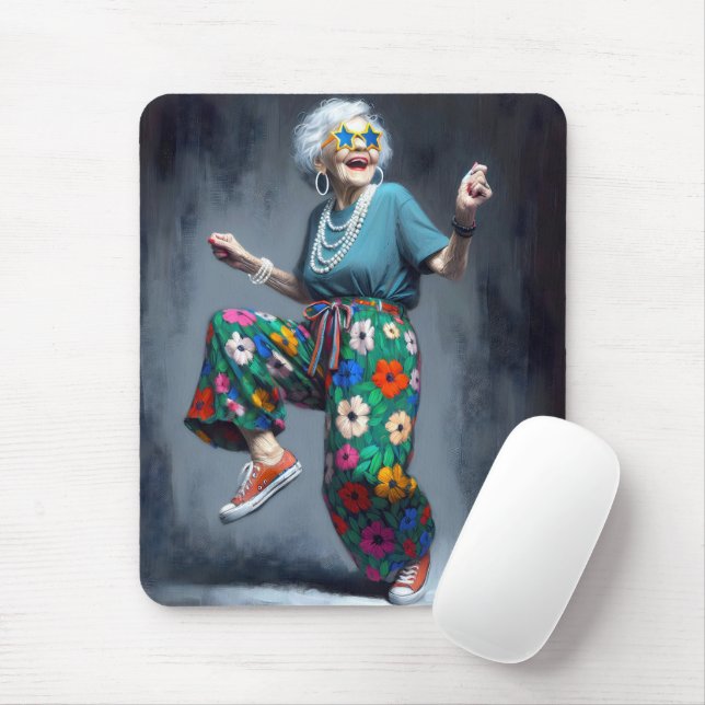 Mousepad Funky Old Lady Dancing (Com mouse)