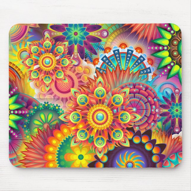 Mousepad Funky Retro Pattern Abstrato Bohemian (Frente)