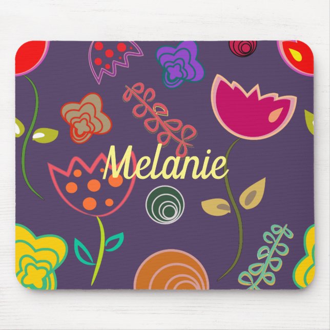 Mousepad Funky Tulip Purple Pattern Personalised (Frente)