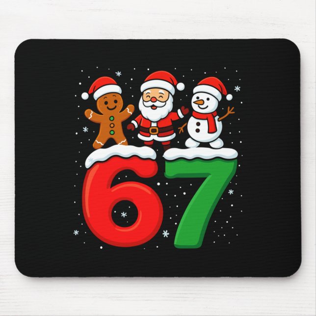 Mousepad Funny 67 Meme Xmas Six Seven Santa Snowman Christm (Frente)