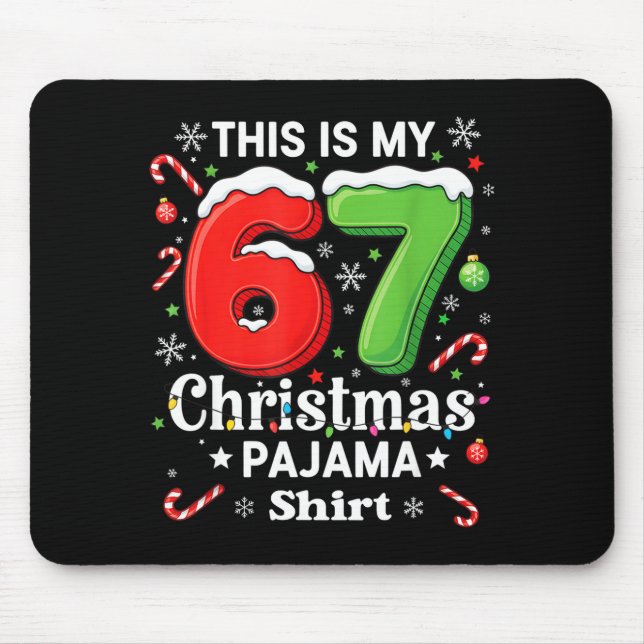 Mousepad Funny 67 Six Seven Meme Christmas Pajama Shirt Kid (Frente)