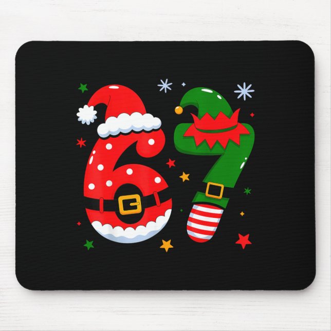 Mousepad Funny 6 7 Six Seven Meme Christmas Santa Elf Coupl (Frente)