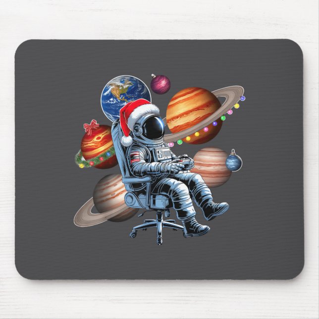 Mousepad Funny Astronaut Christmas Space Lights Santa Hat P (Frente)