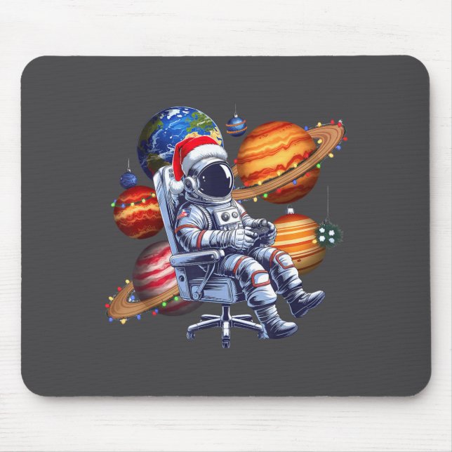 Mousepad Funny Astronaut Christmas Space Lights Santa Hat P (Frente)