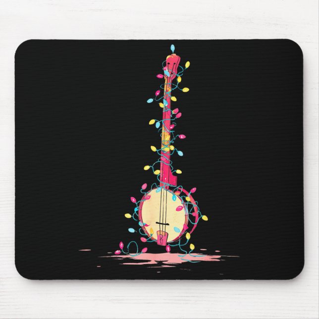 Mousepad Funny Banjo Christmas Graphics Lights Lover Player (Frente)