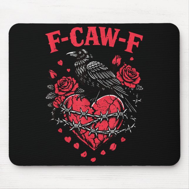 Mousepad Funny Black Bird F-caw-f Anti Valentines Day Singl (Frente)