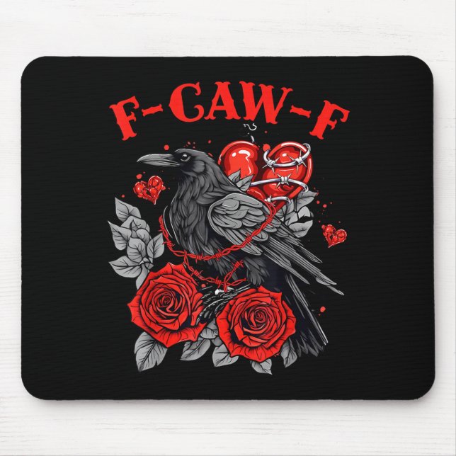 Mousepad Funny Black Bird F-caw-f Anti Valentines Day Singl (Frente)