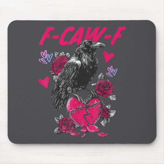 Mousepad Funny Black Bird F-caw-f Anti Valentines Day Singl (Frente)