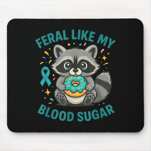 Mousepad Funny Blood Sugar Raccoon Food Chaos Diabetes Fera (Frente)