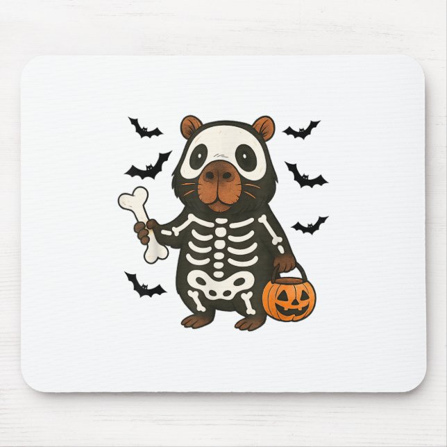 Mousepad Funny Capybara Skeleton Pumpkin Halloween Costume (Frente)